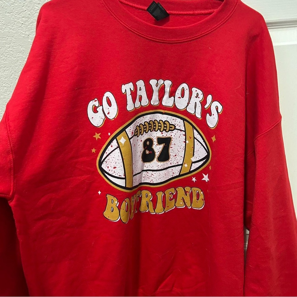 NFL Red Football Graphic Women's Sweater Taylor Swift